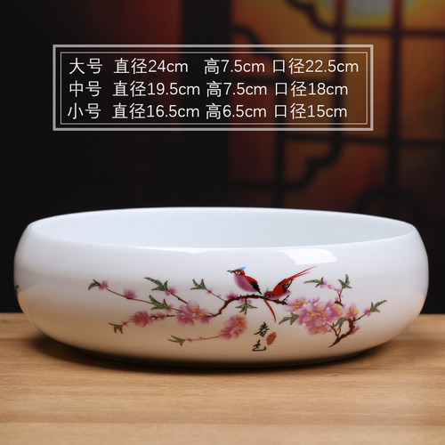 中国风水仙花盆陶瓷创意铜钱草水培家用个性大号水养睡莲家用花盘 - 图2