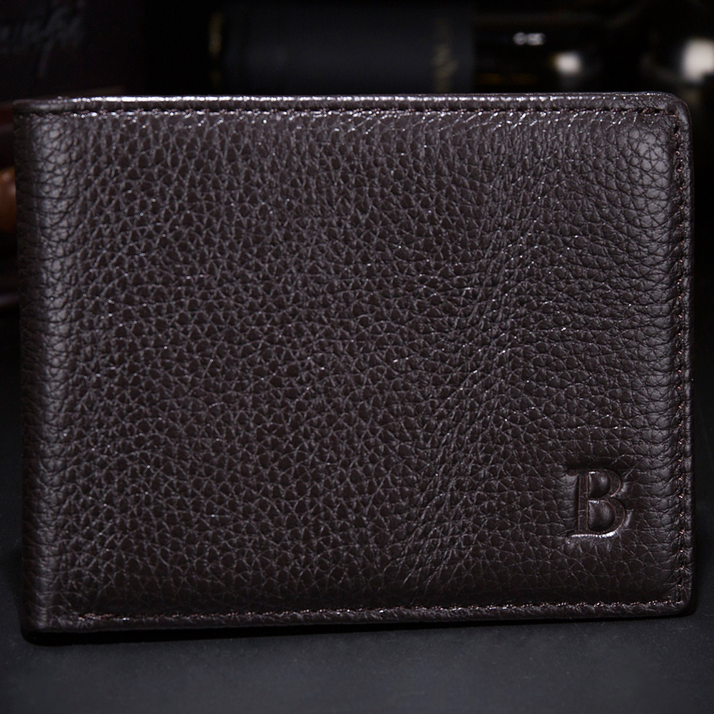 Hot new youth men's short fashion cowhide wallet-图0