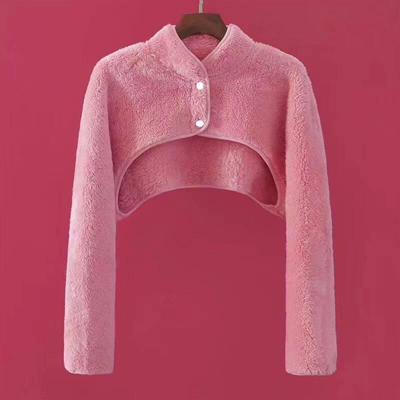 睡觉肩颈保暖长袖坎肩女珊瑚绒喂奶披肩玩手机护肩200斤短外套女,淘宝优惠券,粉丝福利购,淘宝优惠卷