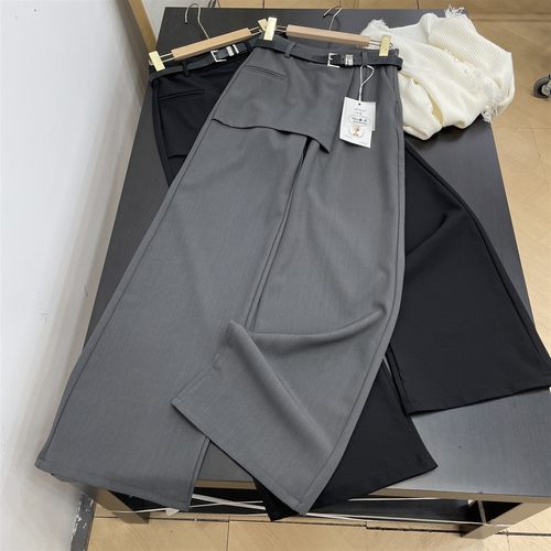 高级感西装裤女新款高腰显瘦宽松垂感窄版直筒阔腿裤K#16 - 图1