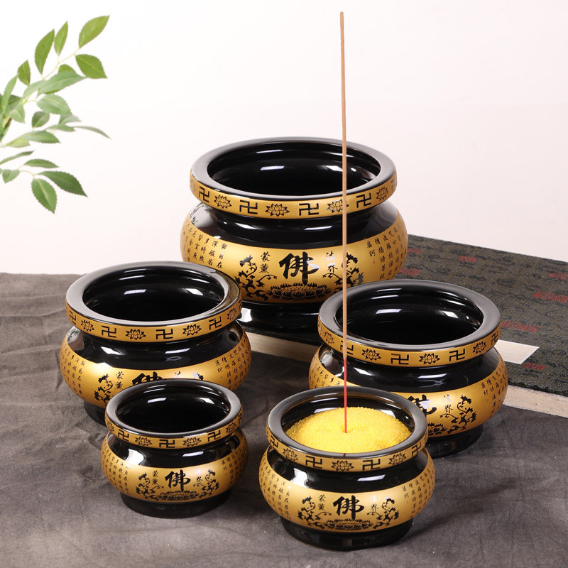 香炉黑佛心经香炉家用室内烧香炉陶瓷大号香炉碗供奉上香插香炉,淘宝优惠券,粉丝福利购,淘宝优惠卷