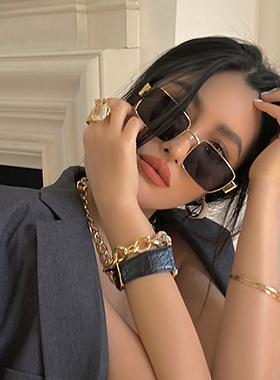 欧美复古高级感防紫外线墨镜女