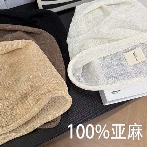 老钱风亚麻堆堆帽大头围卷边冷帽夏季包头帽轻薄可折叠大号大码 - 图2