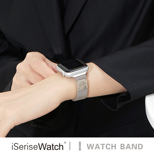 iserisewatch适用于applewatchs11表带iwatch10金属磁吸苹果手表米兰尼斯高级星光色透气可爱兔子小狗夏运动 - 图1