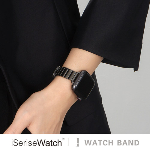 iserisewatch适用applewatchs11表带苹果手表10代iwatchs9金属链式s7细高级创意不锈钢45/41mm夏天透气男女款 - 图2
