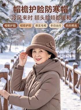 中老年女士秋冬护头防寒保暖盆帽