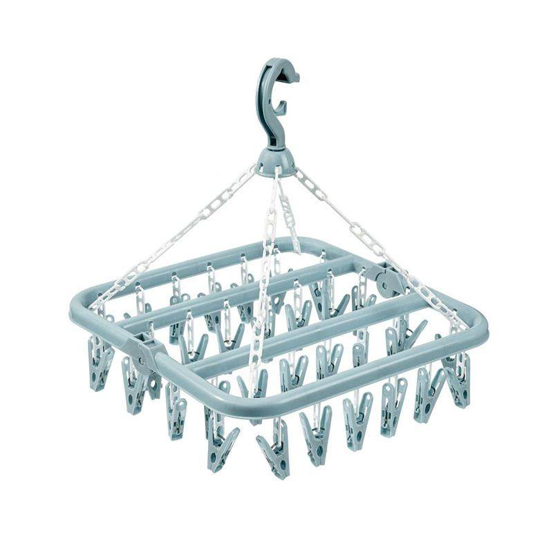 防风晾衣架塑料32夹衣架儿童袜子架家用多功能晾晒架子防滑加厚 - 图3