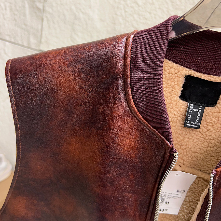 仿羊羔绒皮毛一体+擦色PU皮！秋冬男女加绒保暖叠穿马甲百搭坎肩,淘宝优惠券,粉丝福利购,淘宝优惠卷