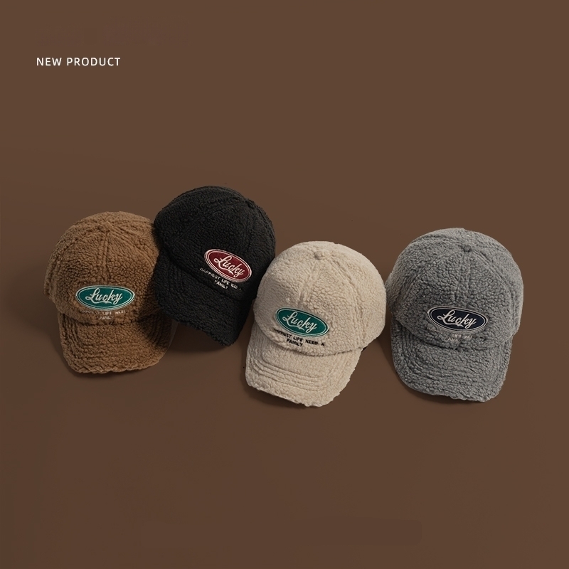 儿童帽子秋冬季羊羔绒保暖宝宝男孩棒球帽女童加厚韩版百搭鸭舌帽 - 图1