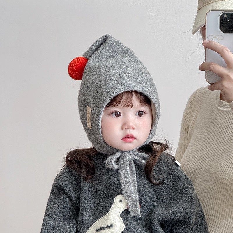 儿童帽子冬天毛线帽可爱洋气尖顶针织护耳帽男女宝宝加厚保暖防风,淘宝优惠券,粉丝福利购,淘宝优惠卷
