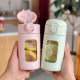 Beautiful girl's straw glass cup is compact and portable