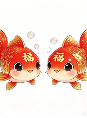 好运锦鲤送福贴画年年有余冰箱平面贴纸客厅推拉门窗玻璃自粘贴画