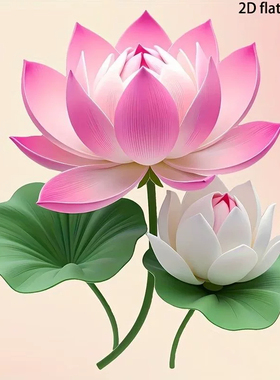 清新粉白莲花车贴国风禅意车身划痕装饰贴电脑墙面卧室门玻璃门窗