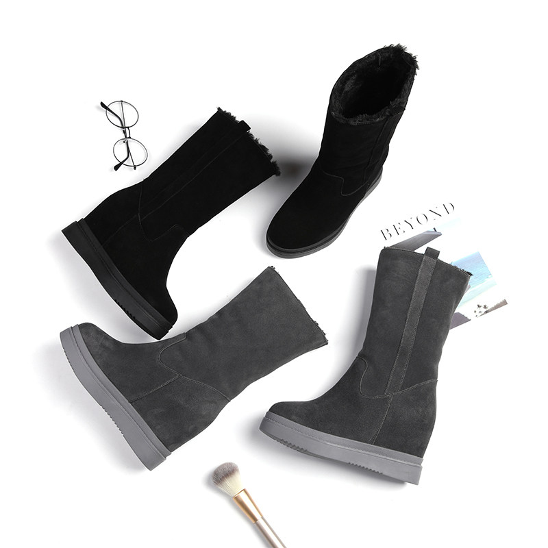 2025秋冬季新款内增高女鞋10cm坡跟厚底单靴真皮休闲小个子中筒靴,淘宝优惠券,粉丝福利购,淘宝优惠卷