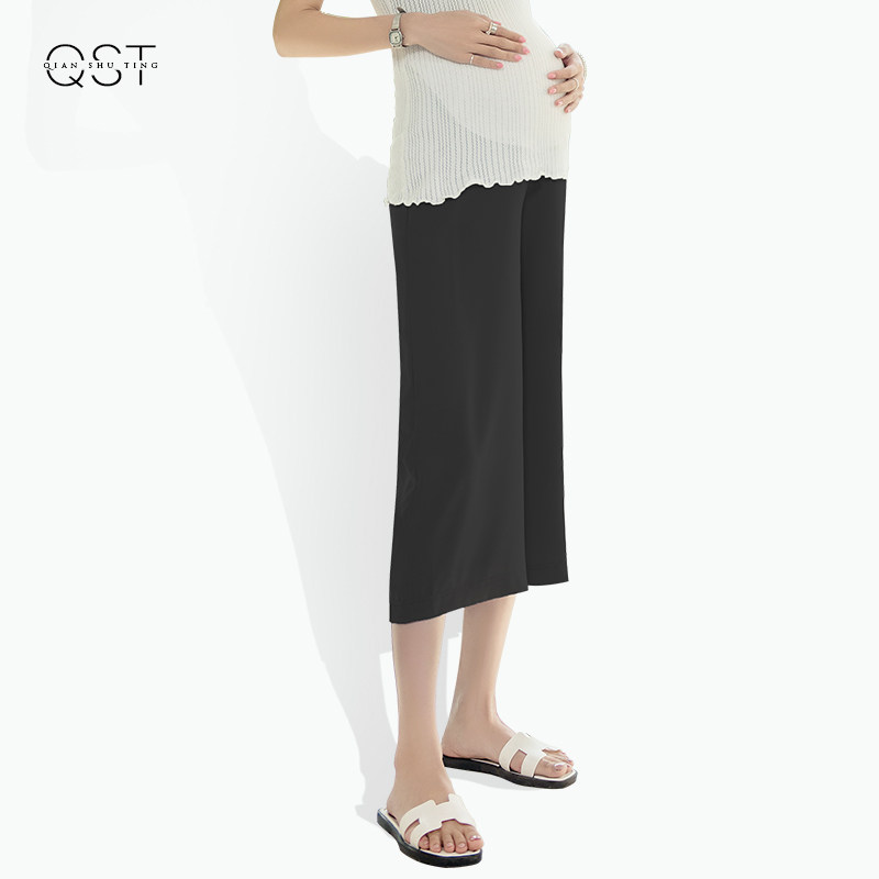 夏季外穿黑色西装裤九分孕妇裤子 仟淑婷孕妇打底裤