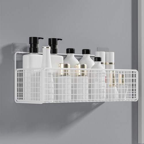 卫生间置物架浴室壁挂式免打孔厕所洗澡洗手间洗漱台墙上收纳架子 - 图2