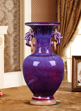 仿古钧瓷葫芦瓶景德镇陶瓷 花瓶窑变小花瓶陶瓷工艺品摆件