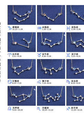 十二星座纯银月光石项链女狮子座