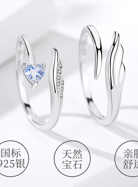 情侣戒指女男纯银一对小众设计感