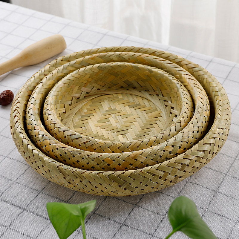 竹编篮馒头筐食品级双层竹果盘编织水果盘家用手工竹制品竹篮竹筐,淘宝优惠券,粉丝福利购,淘宝优惠卷