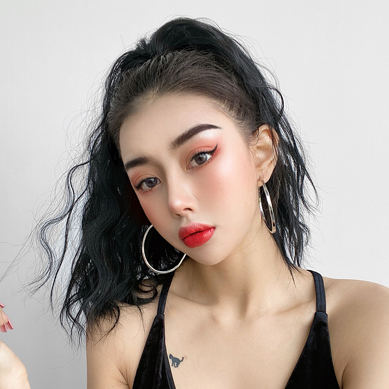 仟丝百变旗舰店马尾假发女短款 抓夹式自然蓬松玉米烫 高马尾网红辫子嘻哈小卷发0