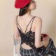 Langsha lace beautiful back suspender bra for women with double shoulder straps, latex pads for outer wear, bottoming, fixed cup tube top, sexy inner wear