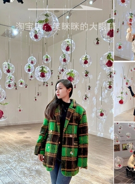 玫瑰星球吊顶网红打卡墙假花店铺装饰布置拍照道具摆件节日店铺