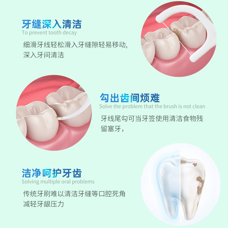 宜齿洁超细牙线50支×6盒大包装家庭装盒装一次性剔牙签牙线棒-图3