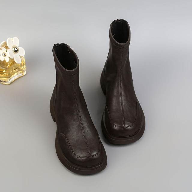 Samachi Martin boots women's 2025 new British style rear zipper soft sole comfortable thin velvet warm fashionable women's boots