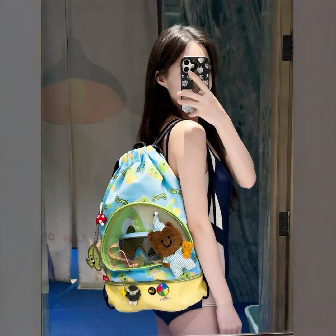 Swimming bag wet and dry separation waterproof belt shoe compartment children's backpack sports backpack fitness bag girls swimsuit storage bag