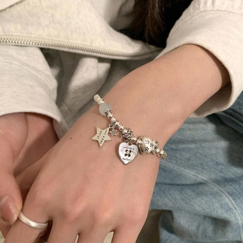 韩版简约重工串珠五角星手链女时尚轻奢小众精致百搭高级感手饰 - 图0