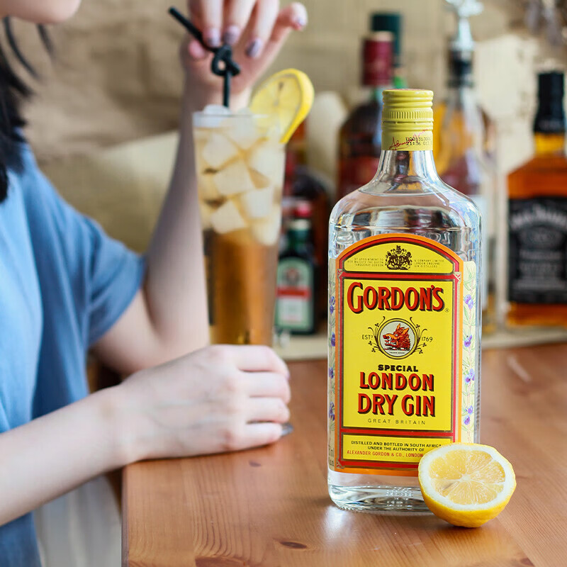 【进口】哥顿(Gordon’s)金酒750ml*1瓶南非洋酒杜松子格顿基酒