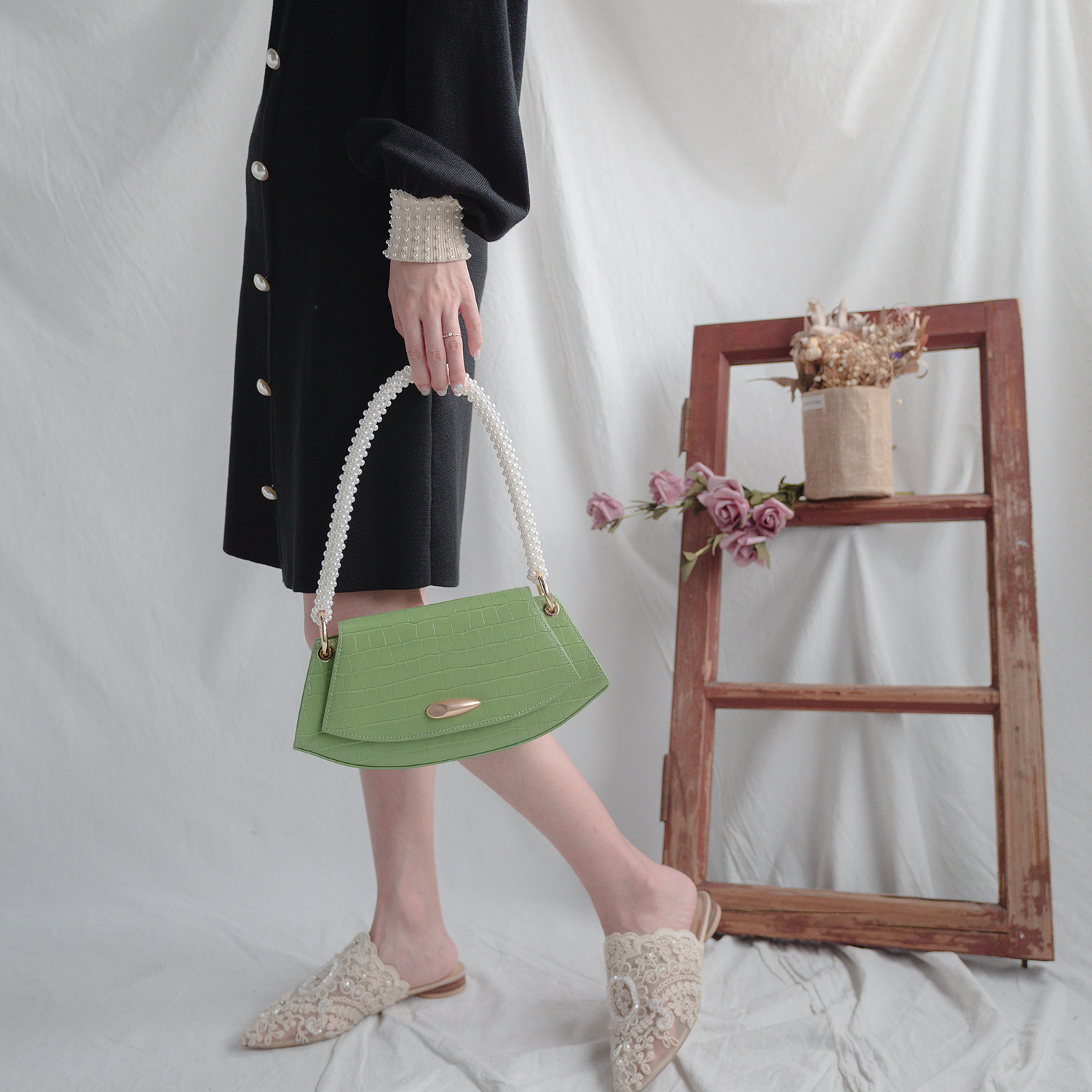 贝壳包单肩高级珍珠链条腋下女法棍 bobibanner女士包袋