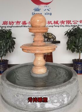 石雕喷泉户外大型欧式大理石流水风水庭院晚霞别墅景观摆件圆形