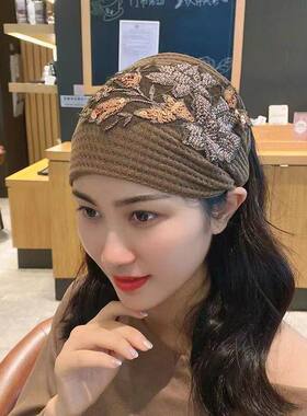 护脑门女保暖遮额头头显年轻遮白发头饰神器月子发带产后防风头套
