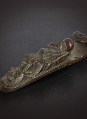 新款黄铜弥勒佛办公家居桌面摆件古玩铜器直播网红镇纸笔架批发