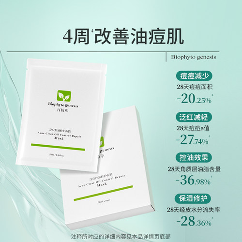 【皮肤学家力荐】百植萃净痘面膜控油祛痘修护保湿补水贴片面膜 - 图0