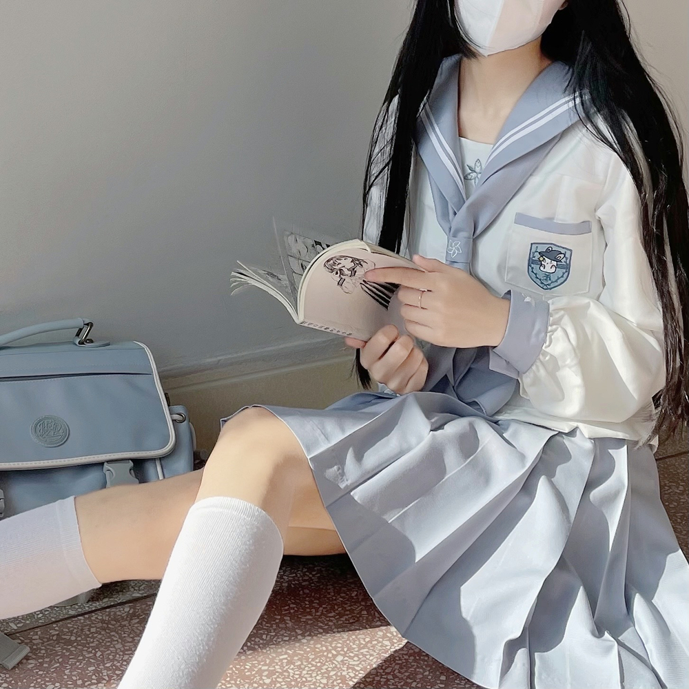 【清秋女中】城南诗中意原创jk水手服女长袖正版学院风校供感套装-图1