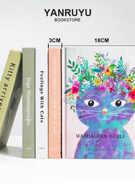 样板间儿童房猫绘本可翻页外文卡通真书摆件样品屋展示中心娱乐区