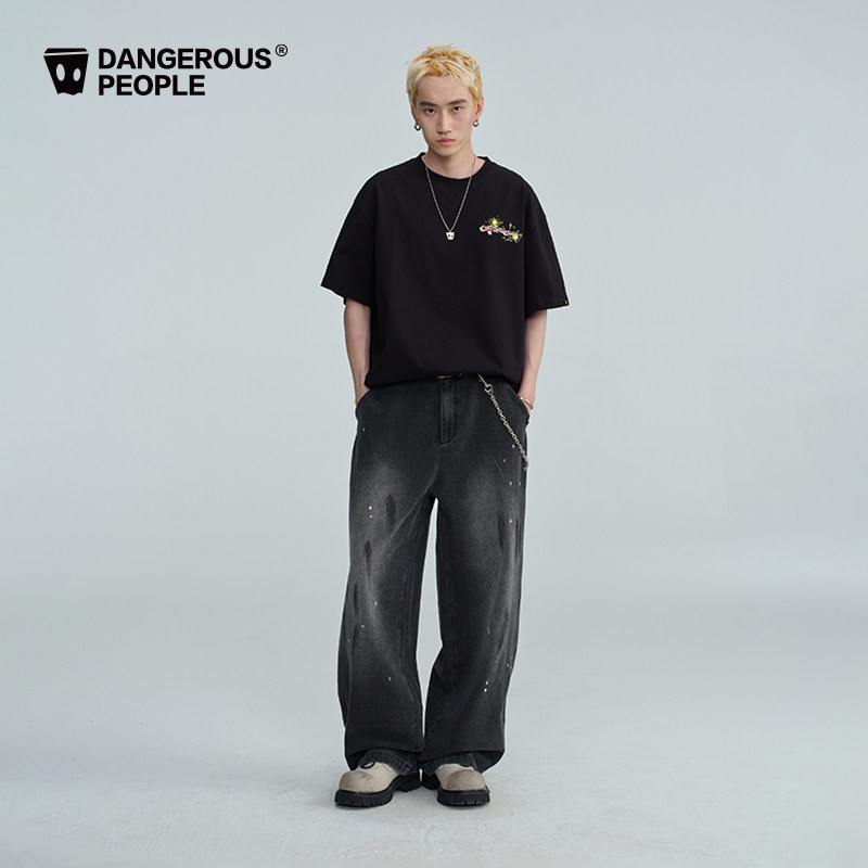 Dangerouspeople薛之谦dsp烟花涂鸦T恤夏季潮牌全棉情侣百搭短袖 - 图1