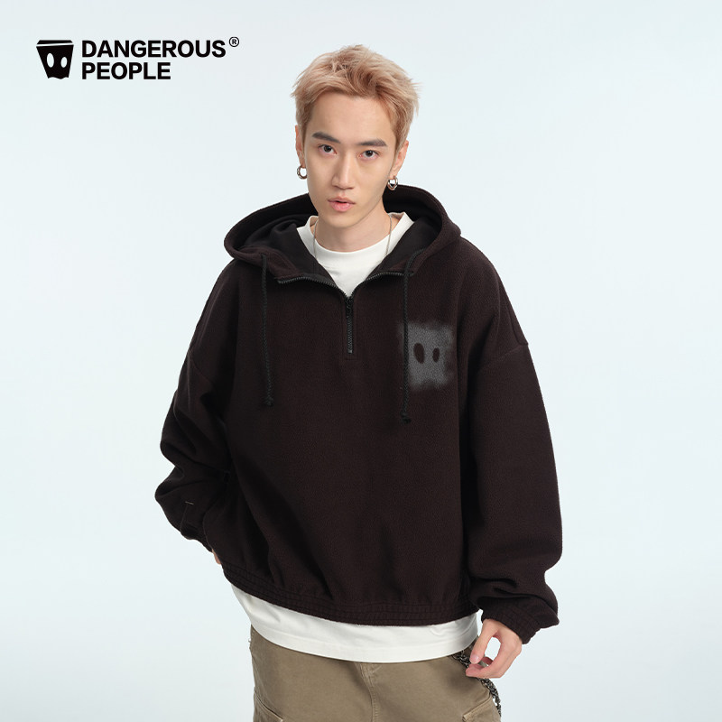 Dangerouspeople薛之谦dsp秋季宽松摇粒绒休闲百搭半开襟连帽卫衣,淘宝优惠券,粉丝福利购,淘宝优惠卷