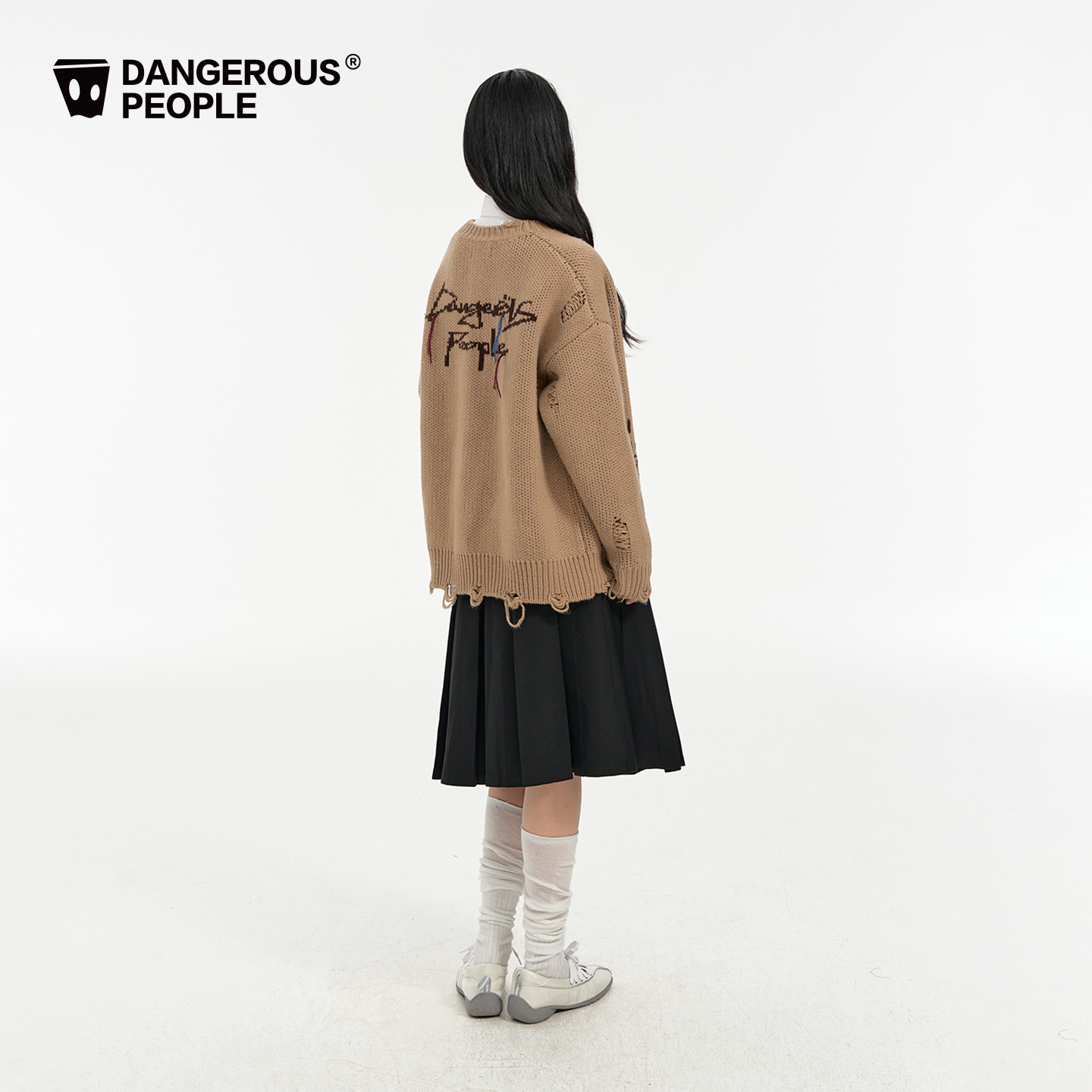 Dangerouspeople薛之谦dsp破洞提花针织开衫潮牌设计感慵懒风毛衣 - 图3