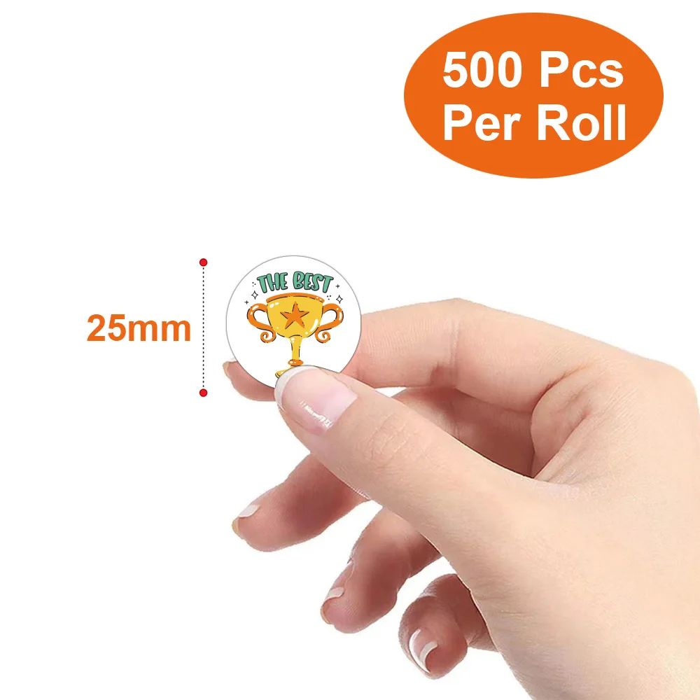 500pcs Cute Reward Stickers Roll with Word Motivational Stic - 图1