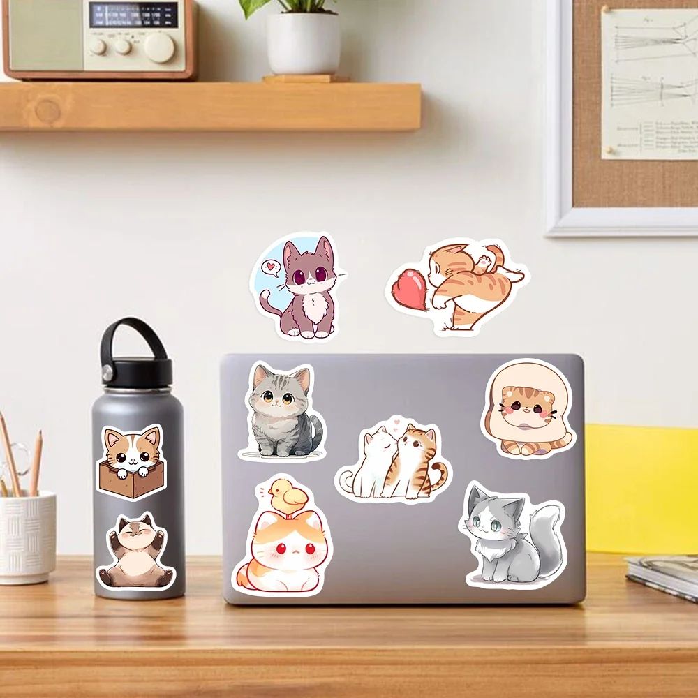 Kawaii Cute Cartoon Cat Stickers Funny Kitten DIY Toy Gift D - 图2