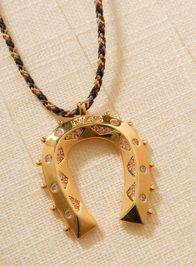 MYABAY金色马蹄铁吊坠精致项链