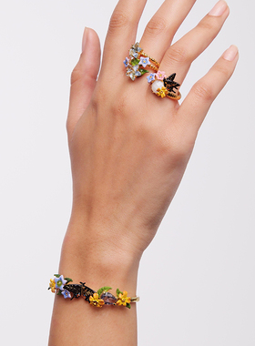 Les Nereides茄梦茉语系列 蝴蝶、茉莉花与星钻 手镯珐琅花高级感