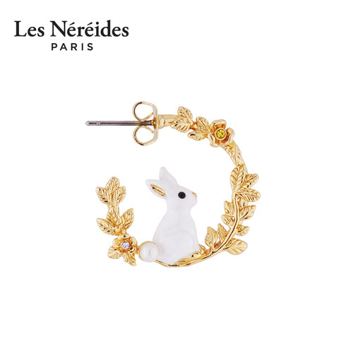 papi 酱同款 Les Nereides魔法奇遇系列可爱小白兔子麦穗耳环耳钉 - 图1