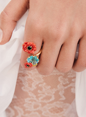 Les Nereides阿让特伊的花田系列 虞美人与宝石 可调戒指