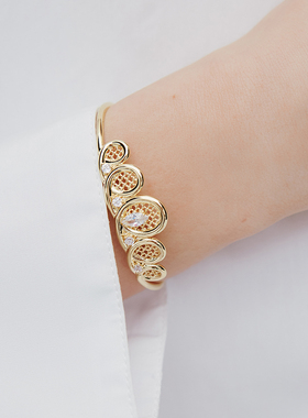 Les Nereides巴黎歌剧院系列 金色花丝与水晶石 手镯
