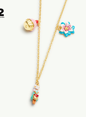 N2 by Les Nereides快乐野餐系列 蓝花猫咪 项链